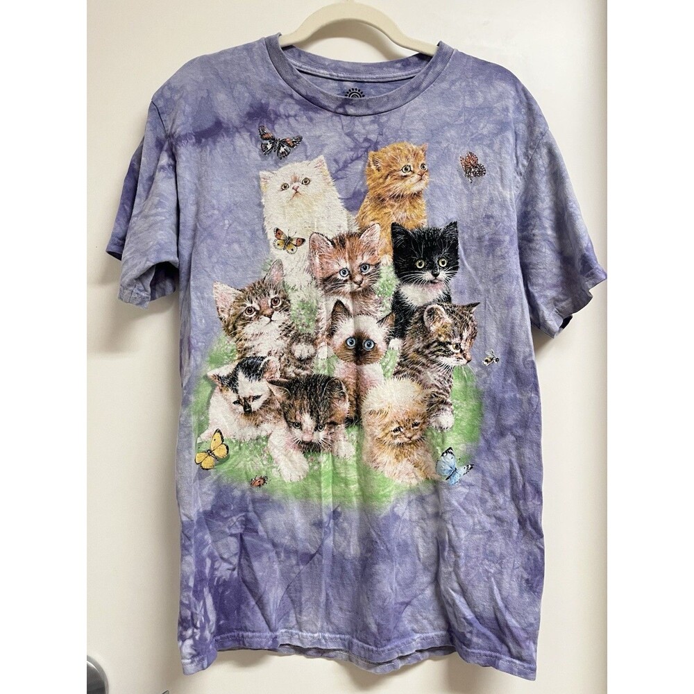 The Mountain CATS Tie Dye Graphic T-Shirt Lavender M Short Sleeve Cotton